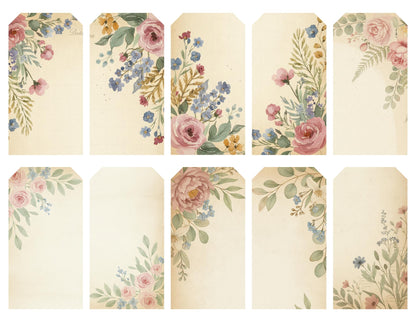 Whispering Garden Printable Junk Journal Kit | 7 Pages | 200+ Botanical Labels Tags Envelopes Ephemera