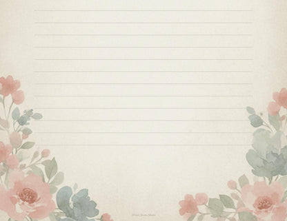 Whispering Garden Printable Journal Pages | 13 Floral Background Pages | Junk Journal Inserts | Planner Pages | Sage Rose Digital Kit