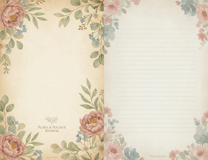 Whispering Garden Printable Journal Pages | 13 Floral Background Pages | Junk Journal Inserts | Planner Pages | Sage Rose Digital Kit