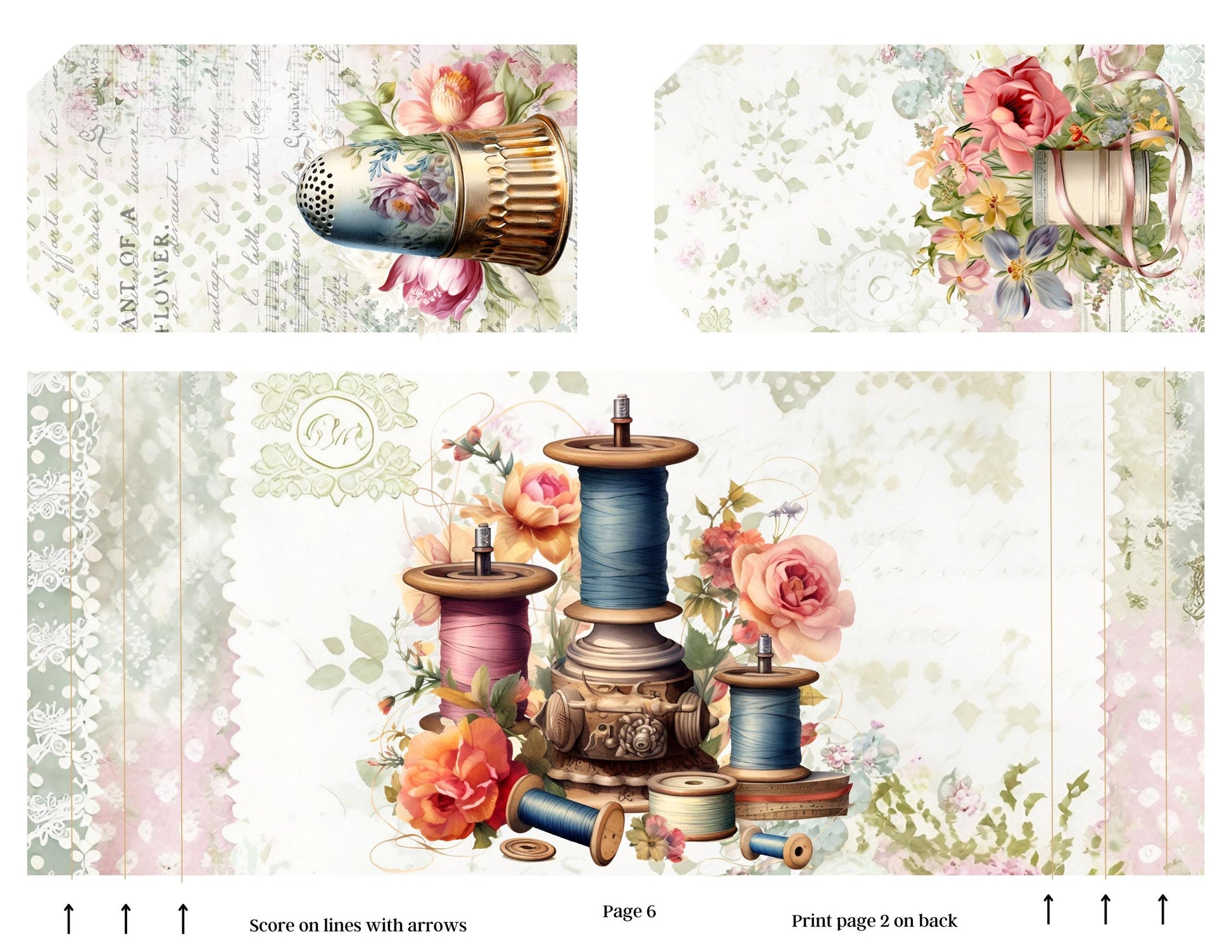 The Seamstress’s Diary Printable Junk Journal Kit | Vintage Sewing Ephemera Folio | 16 Page Digital Download | Tags Pockets Journal Pages