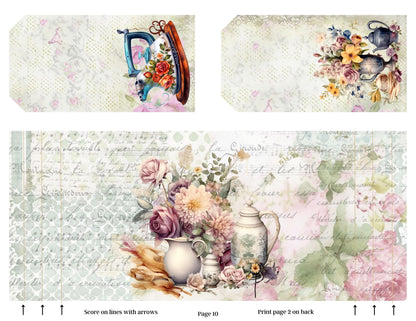 The Seamstress’s Diary Printable Junk Journal Kit | Vintage Sewing Ephemera Folio | 16 Page Digital Download | Tags Pockets Journal Pages