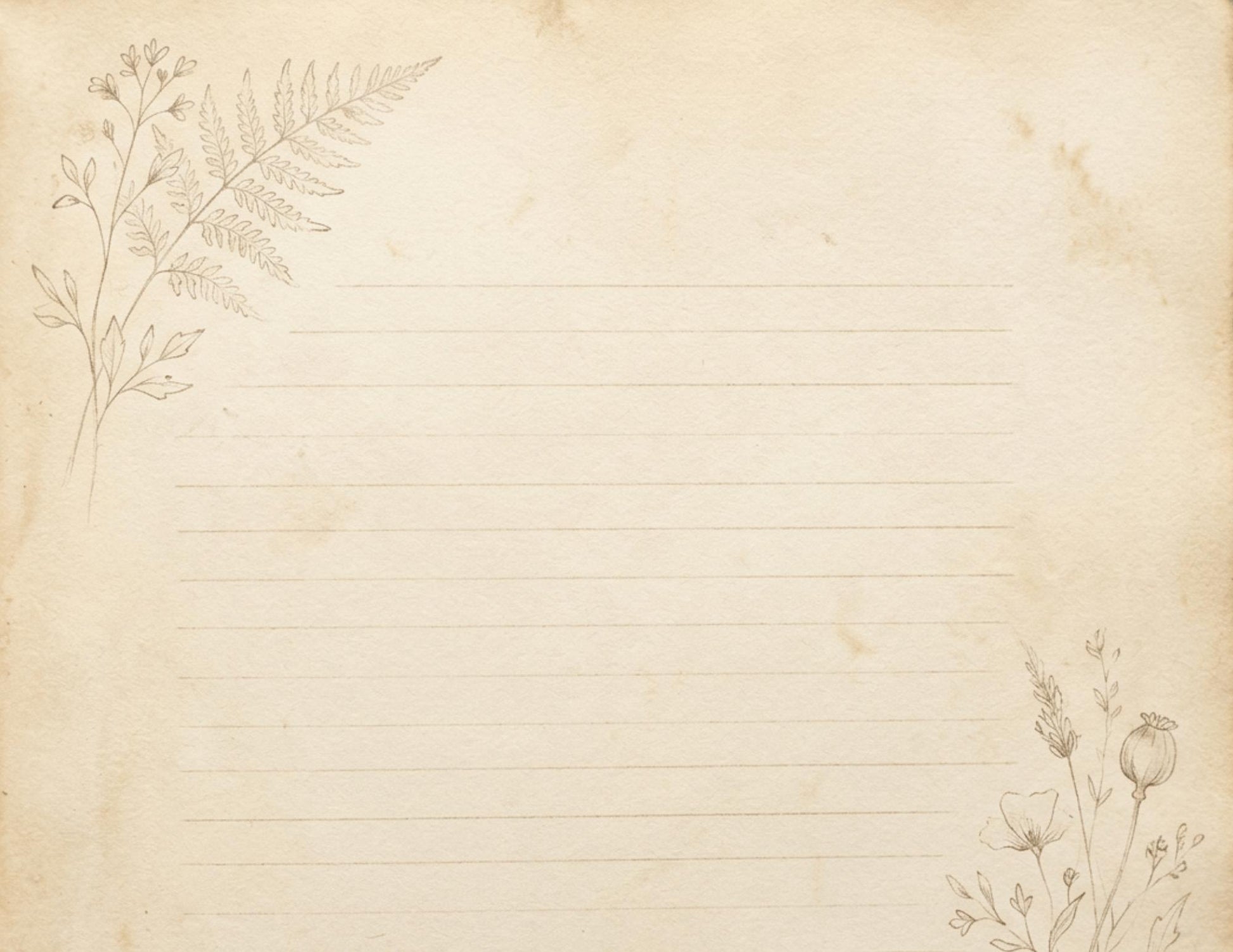 Botanical Lined Notes Journal Kit | Vintage Floral Printable Pages | Junk Journal Writing Paper | Instant Download | 8.5x11 PDF