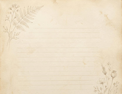 Botanical Lined Notes Journal Kit | Vintage Floral Printable Pages | Junk Journal Writing Paper | Instant Download | 8.5x11 PDF