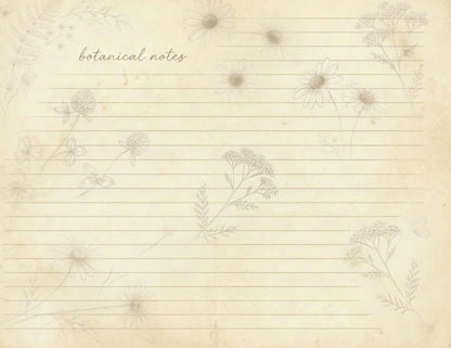 Botanical Lined Notes Journal Kit | Vintage Floral Printable Pages | Junk Journal Writing Paper | Instant Download | 8.5x11 PDF