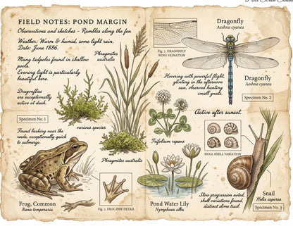 Hedgerow Field Notes Vol 2 Printable Junk Journal Kit, Woodland Nature Pages, Vintage Naturalist Ephemera, Forest Journal Pages