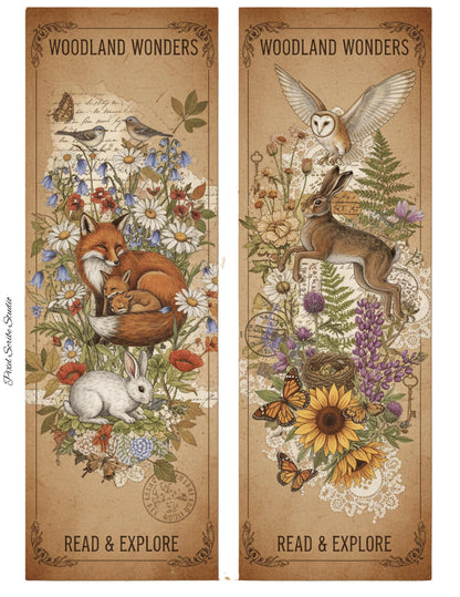Woodland Journal Printable Kit | Vintage Forest Ephemera Set | Junk Journal Cards Tags Bookmarks Library Cards