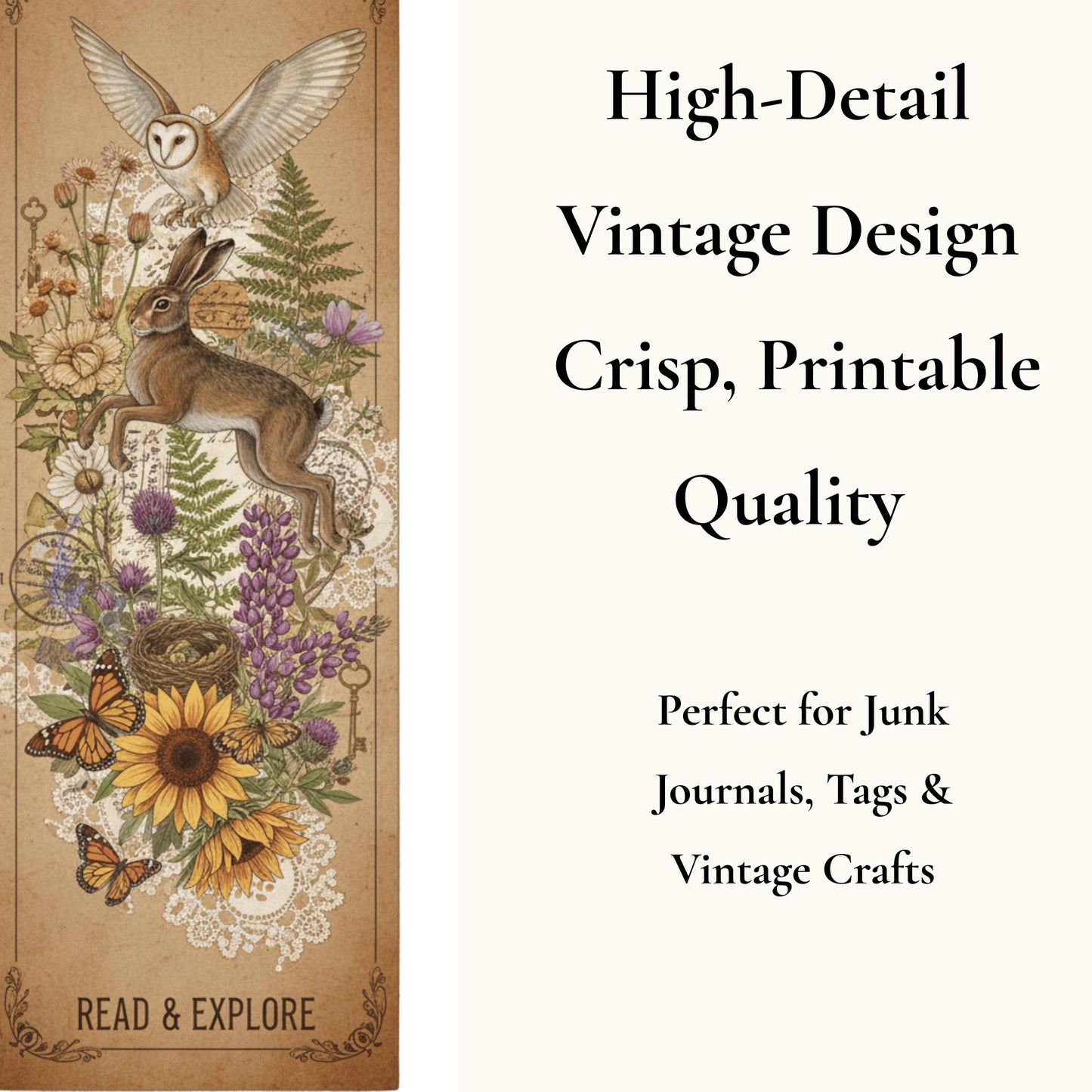Woodland Journal Printable Kit | Vintage Forest Ephemera Set | Junk Journal Cards Tags Bookmarks Library Cards