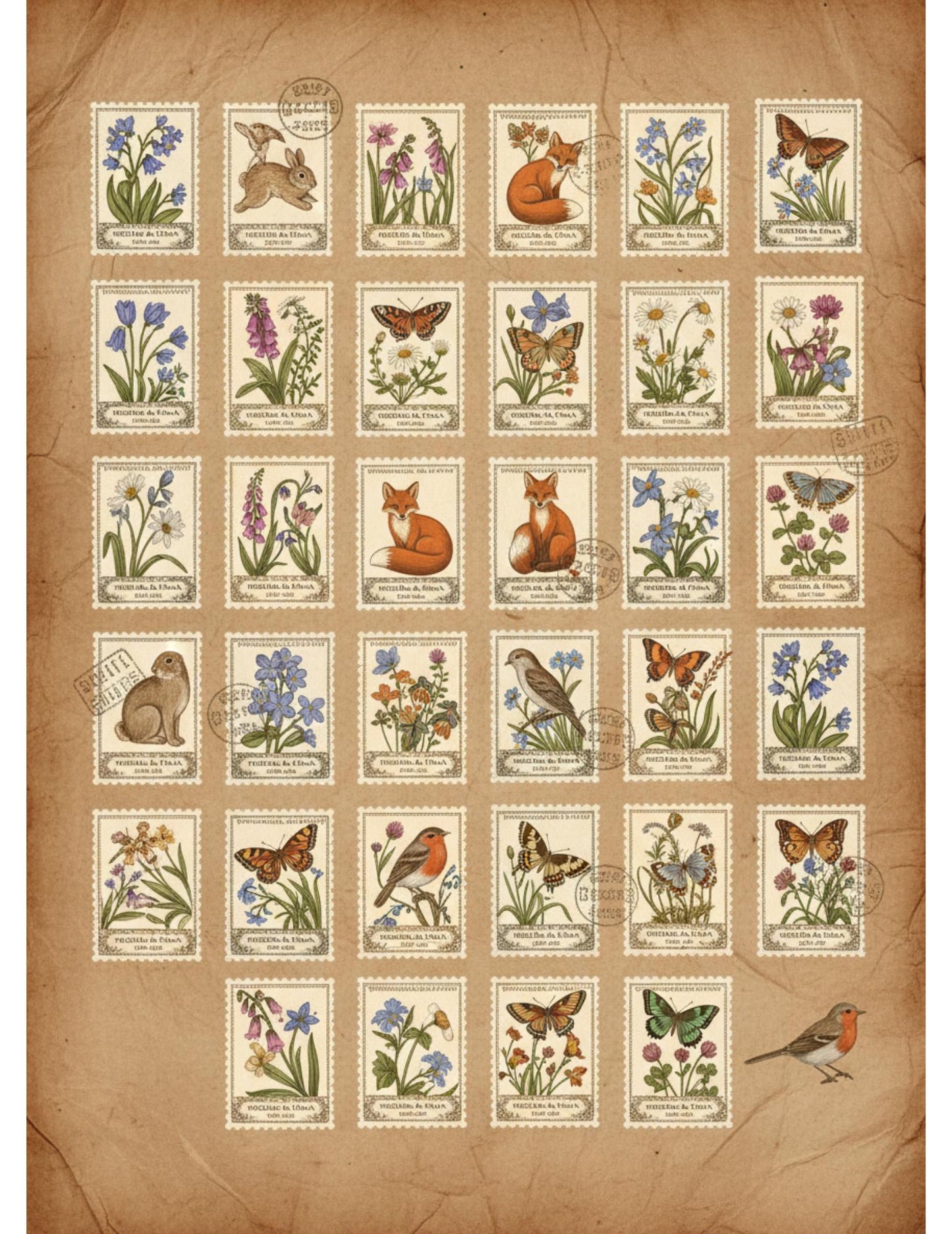 Woodland Wonders Printable Kit | Vintage Forest Journal Ephemera | Bookmarks Cards Tickets Tags