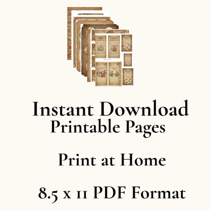Woodland Wonders Printable Kit | Vintage Forest Journal Ephemera | Bookmarks Cards Tickets Tags