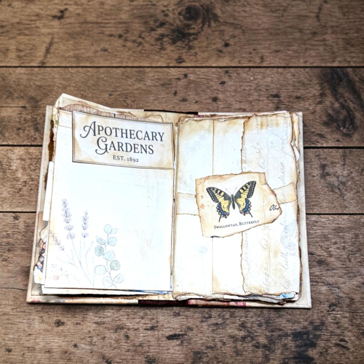 Mini Botanical Junk Journal | Handmade Vintage Floral Journal | 20 Pages with Pockets & Ephemera | Cottagecore Gift