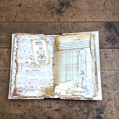 Mini Botanical Junk Journal | Handmade Vintage Floral Journal | 20 Pages with Pockets & Ephemera | Cottagecore Gift
