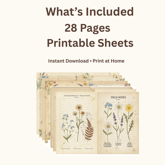 Botanical Field Notes – Flora & Fauna Journal Kit | Vintage Nature Printable Pages