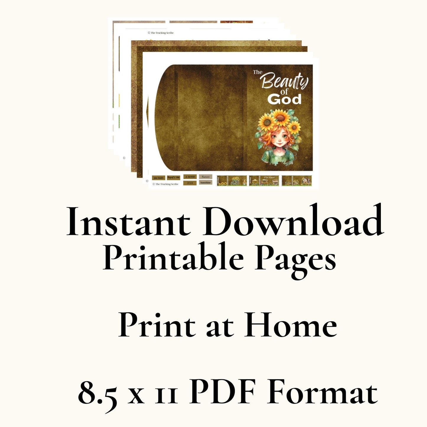 Botanical Field Notes – The Beauty of God Sunflower Folio Set | 8 Printable Journal Pages