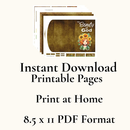 Botanical Field Notes – The Beauty of God Sunflower Folio Set | 8 Printable Journal Pages
