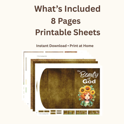 Botanical Field Notes – The Beauty of God Sunflower Folio Set | 8 Printable Journal Pages