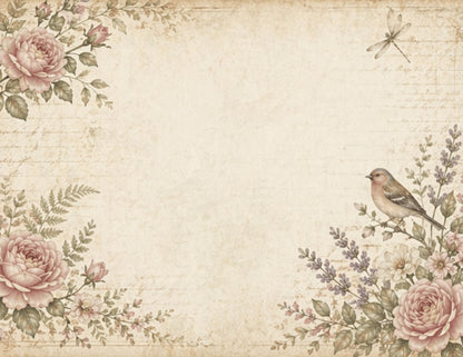 Botanical Field Notes – Journal Pages Set (12 Pages) | Vintage Floral Junk Journal Pages | Garden Papers Printable | Instant Download