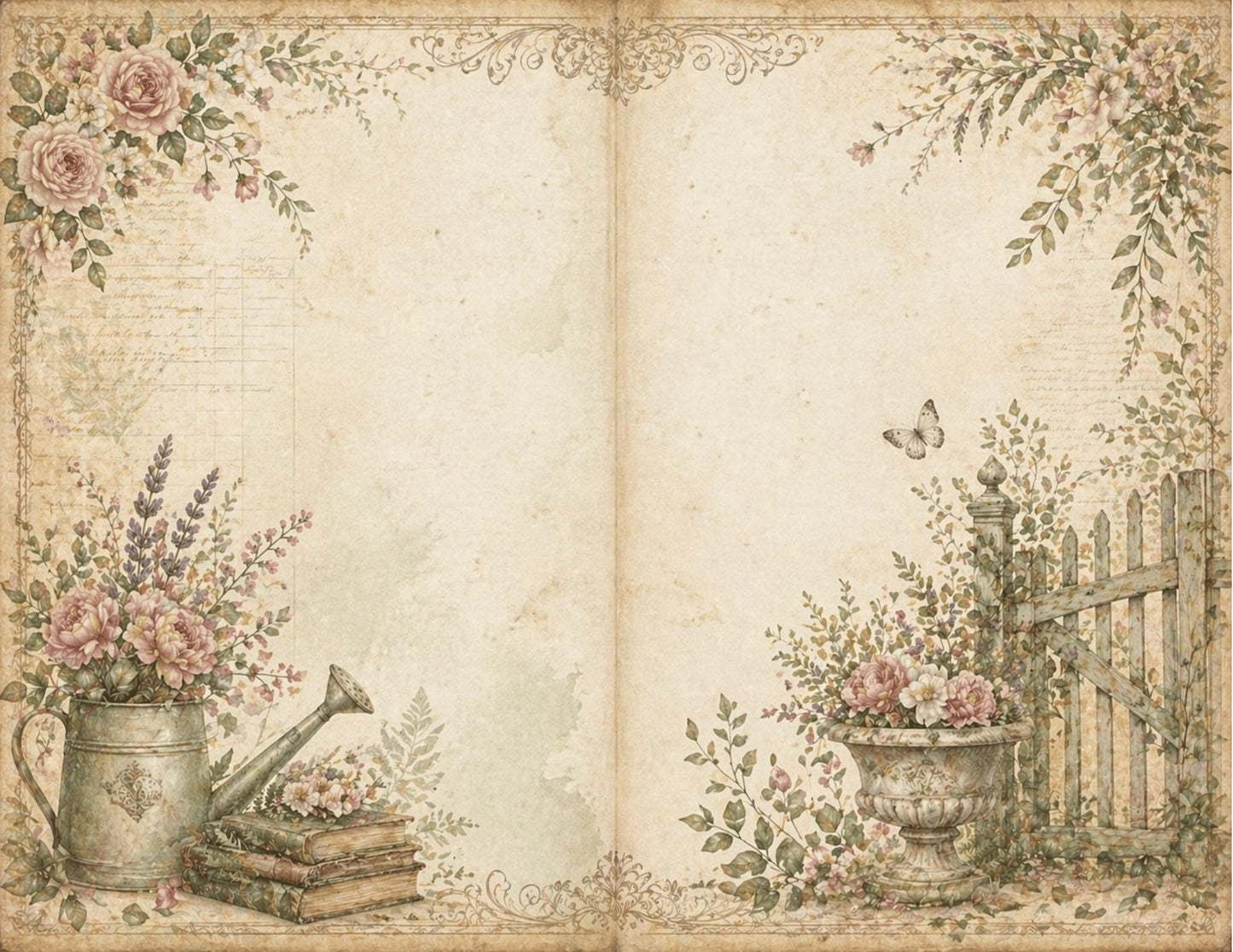 Botanical Field Notes – Journal Pages Set (12 Pages) | Vintage Floral Junk Journal Pages | Garden Papers Printable | Instant Download