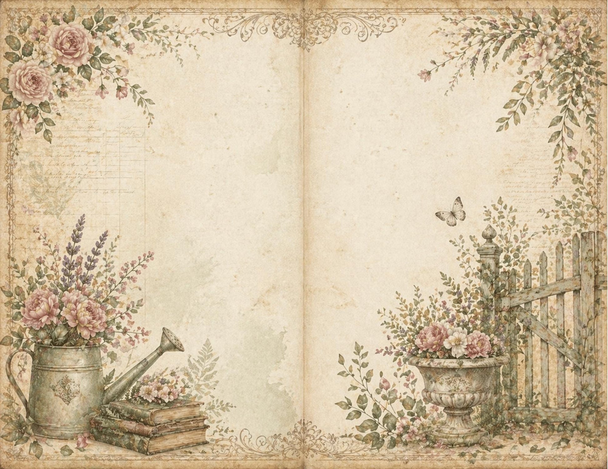 Botanical Field Notes – Journal Pages Set (12 Pages) | Vintage Floral Junk Journal Pages | Garden Papers Printable | Instant Download