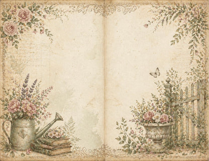 Botanical Field Notes – Journal Pages Set (12 Pages) | Vintage Floral Junk Journal Pages | Garden Papers Printable | Instant Download