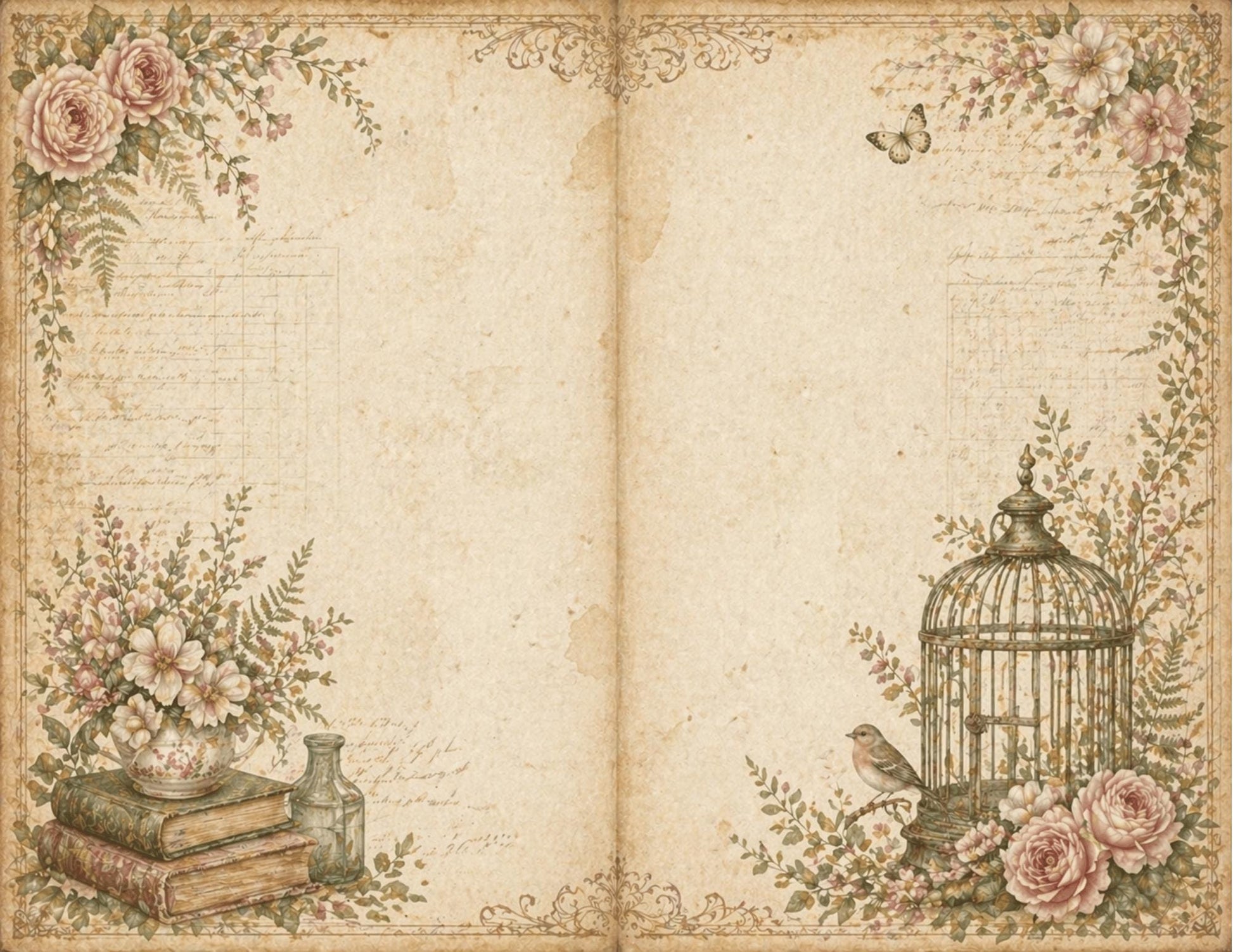 Botanical Field Notes – Journal Pages Set (12 Pages) | Vintage Floral Junk Journal Pages | Garden Papers Printable | Instant Download