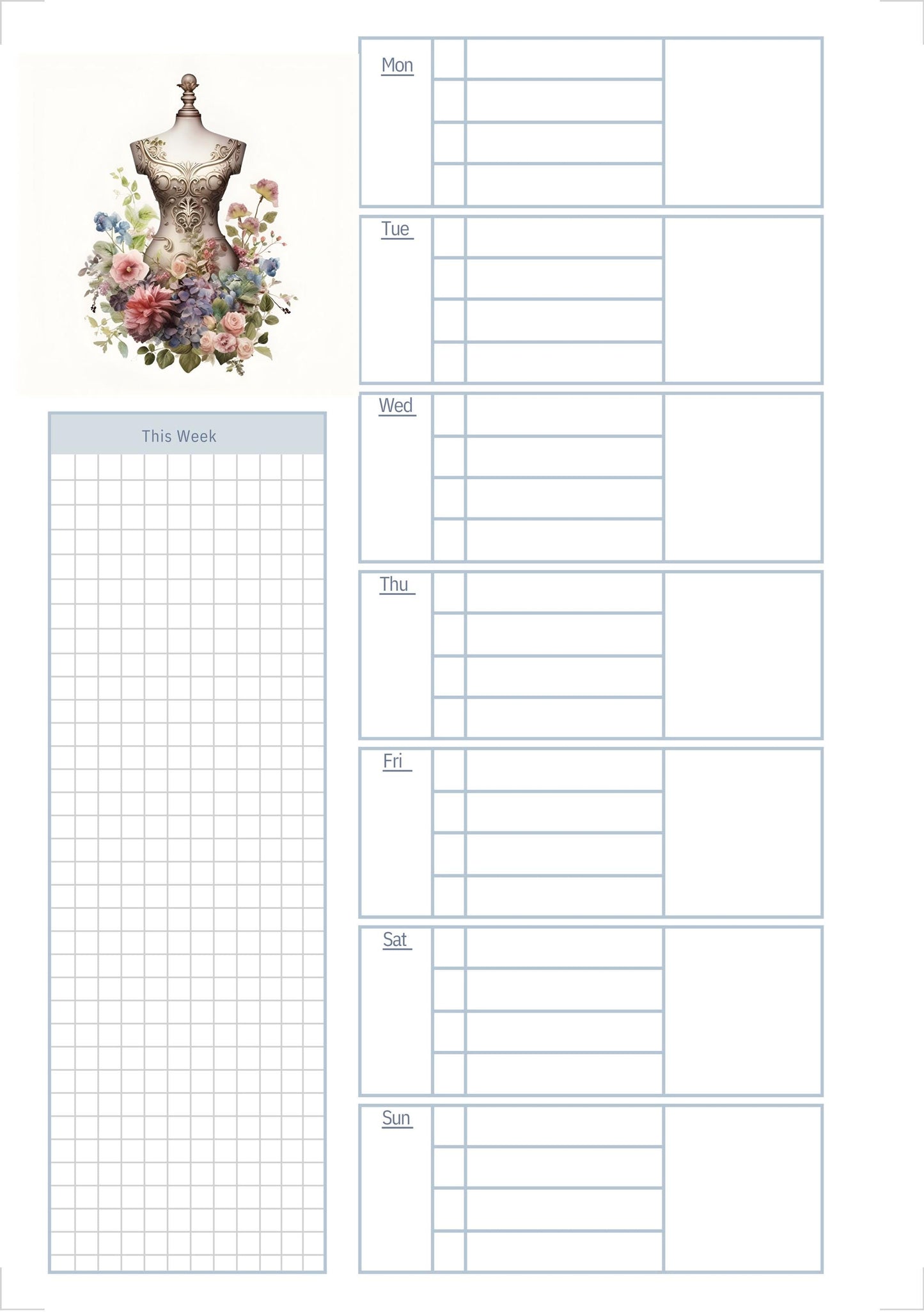 The Seamstress’s Diary – Printable Sewing-Themed Planner, 10-Page Digital Organizer, Vintage Stitching Design, Weekly & Project Pages