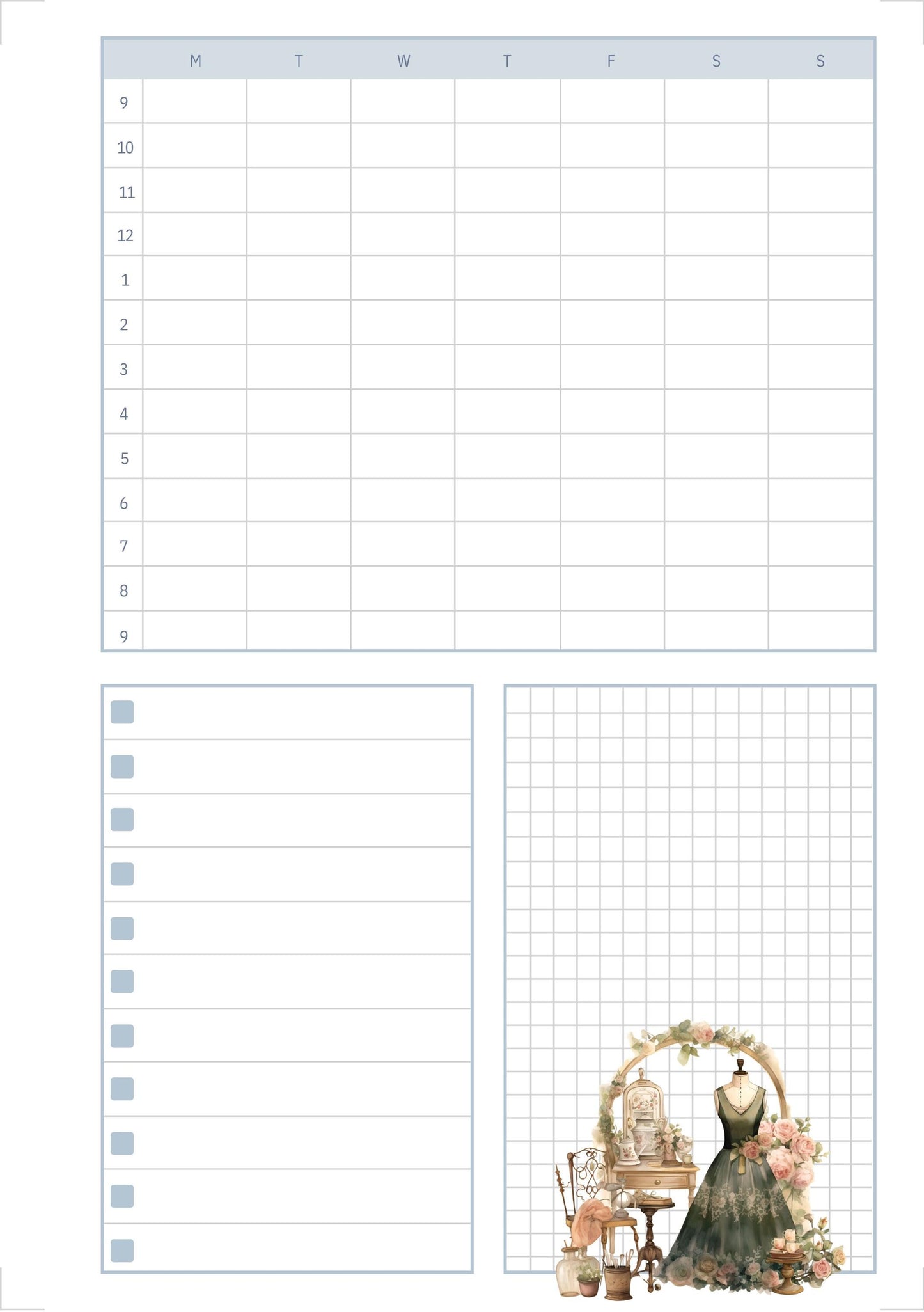 The Seamstress’s Diary – Printable Sewing-Themed Planner, 10-Page Digital Organizer, Vintage Stitching Design, Weekly & Project Pages