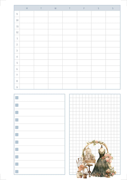 The Seamstress’s Diary – Printable Sewing-Themed Planner, 10-Page Digital Organizer, Vintage Stitching Design, Weekly & Project Pages