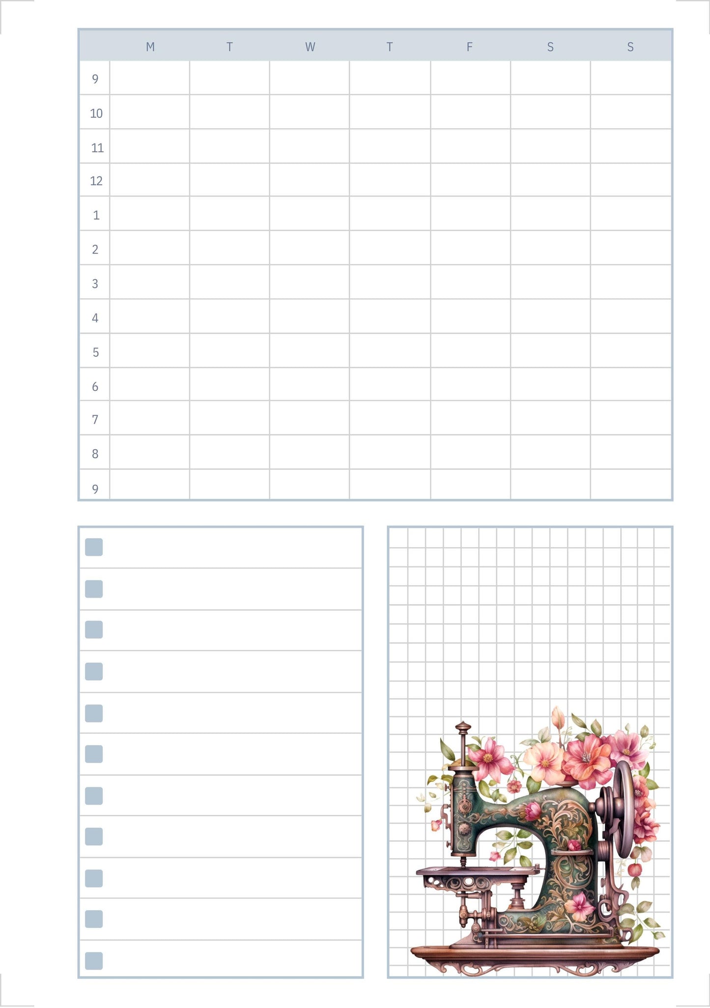 The Seamstress’s Diary – Printable Sewing-Themed Planner, 10-Page Digital Organizer, Vintage Stitching Design, Weekly & Project Pages