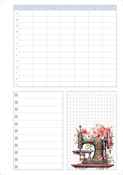 The Seamstress’s Diary – Printable Sewing-Themed Planner, 10-Page Digital Organizer, Vintage Stitching Design, Weekly & Project Pages