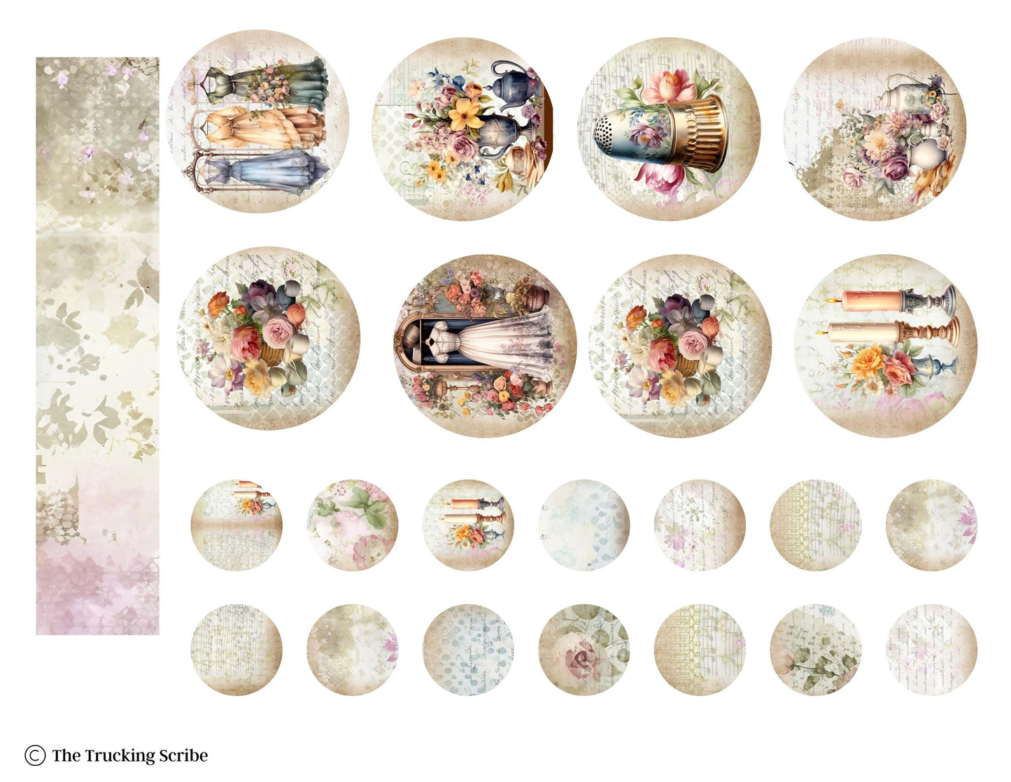 The Seamstress’s Diary: Chronicles of Creativity, Ephemera Pack, Vintage Sewing Junk Journal Kit, Tags, Tickets & Floral Sewing Elements