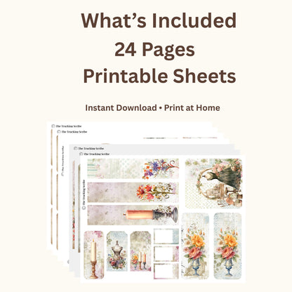 The Seamstress’s Diary: Chronicles of Creativity, Ephemera Pack, Vintage Sewing Junk Journal Kit, Tags, Tickets & Floral Sewing Elements