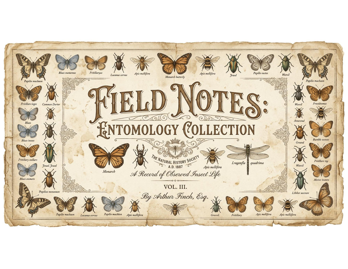 Victorian Naturalist Junk Journal Kit | Botanical Field Notes Printable | Vintage Ephemera Journal Pages | Instant Download Digital Kit