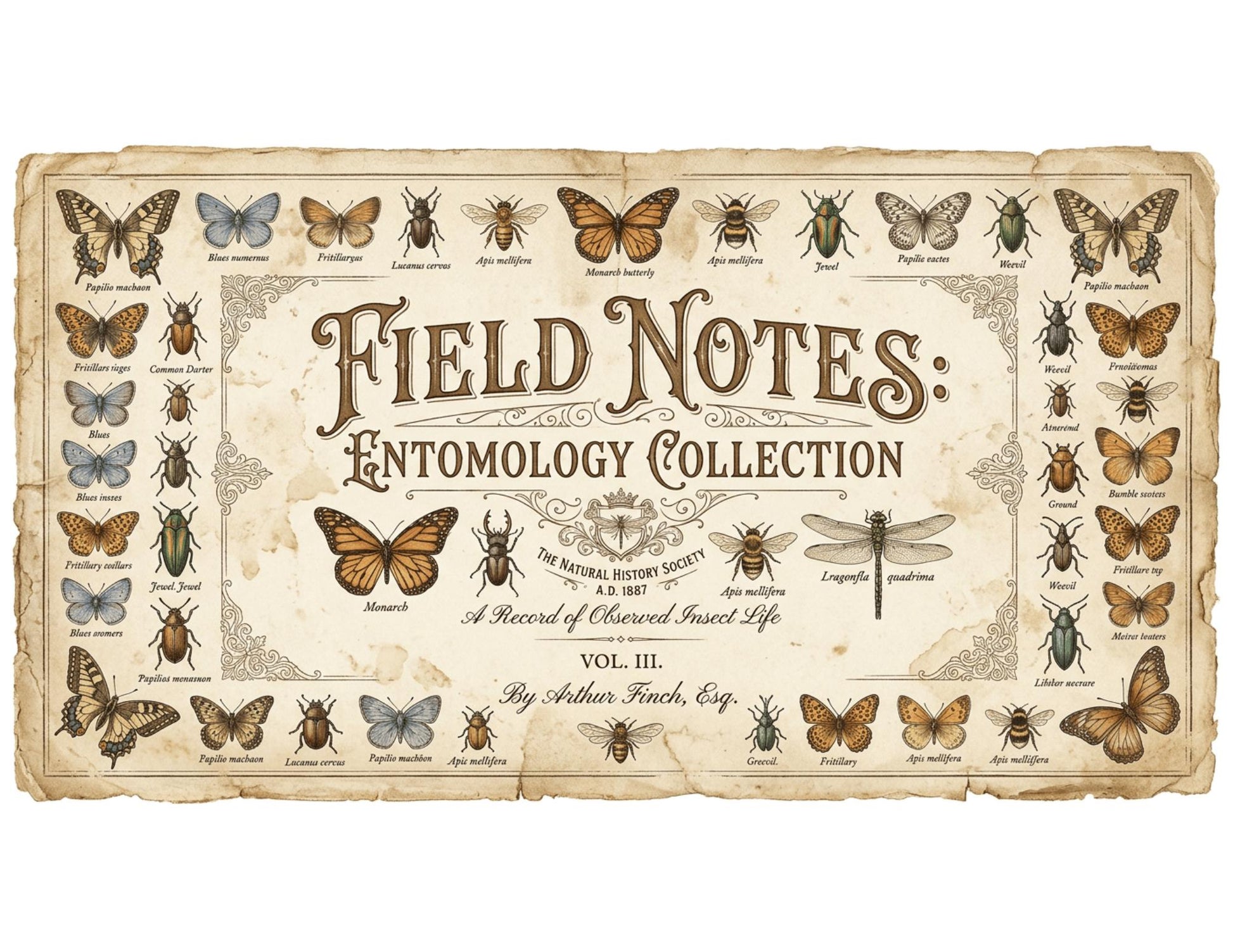 Victorian Naturalist Junk Journal Kit | Botanical Field Notes Printable | Vintage Ephemera Journal Pages | Instant Download Digital Kit