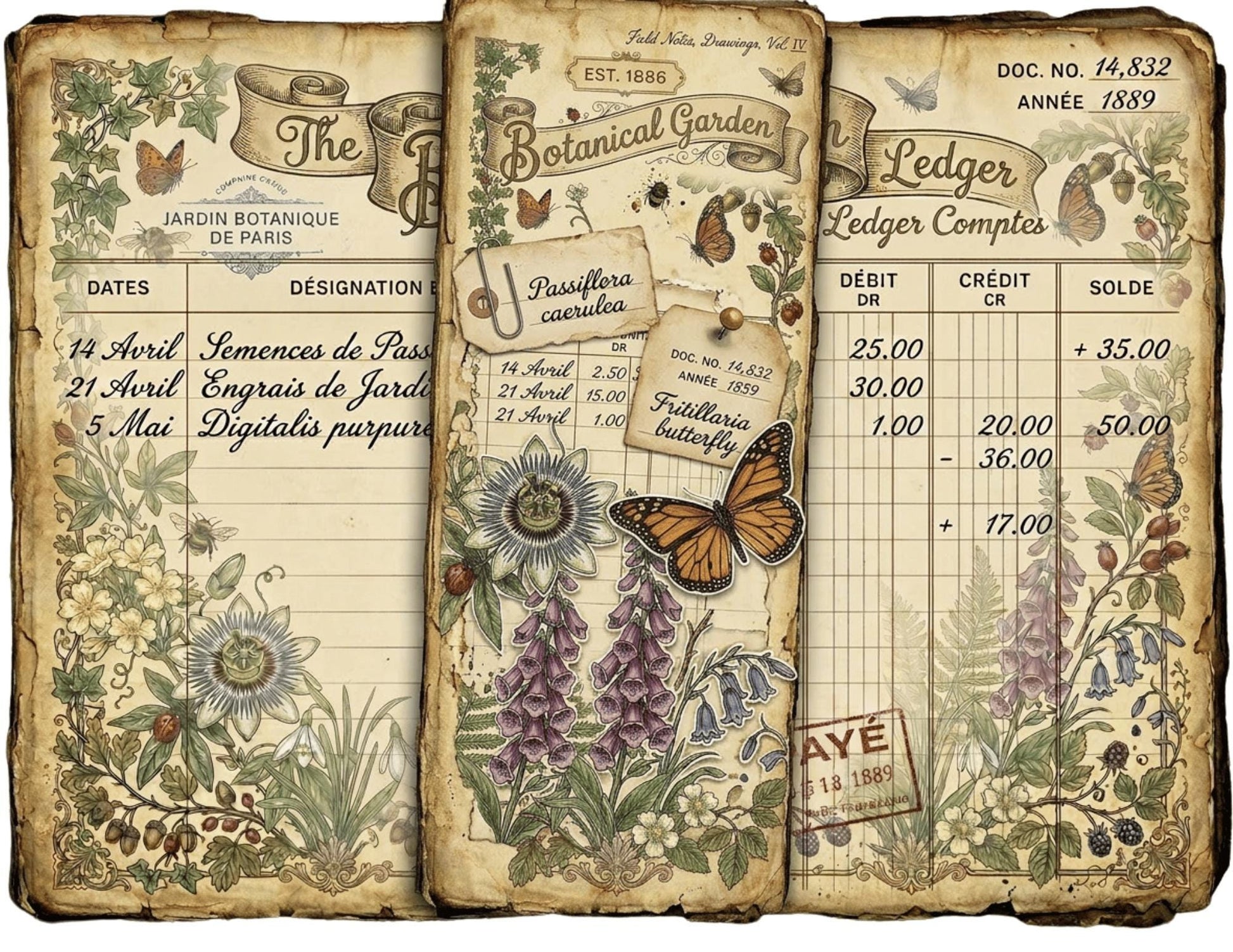Victorian Naturalist Junk Journal Kit | Botanical Field Notes Printable | Vintage Ephemera Journal Pages | Instant Download Digital Kit