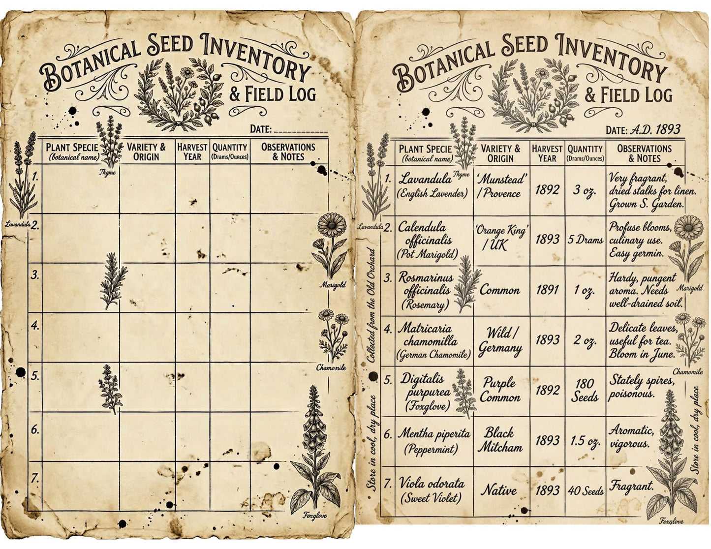 Victorian Naturalist Junk Journal Kit | Botanical Field Notes Printable | Vintage Ephemera Journal Pages | Instant Download Digital Kit