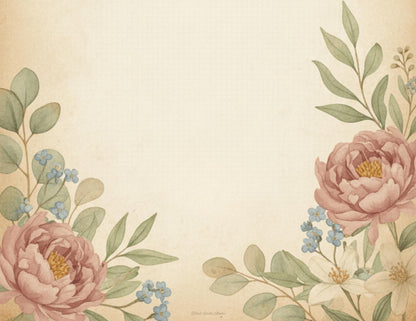 Whispering Garden Printable Journal Pages | 13 Floral Background Pages | Junk Journal Inserts | Planner Pages | Sage Rose Digital Kit