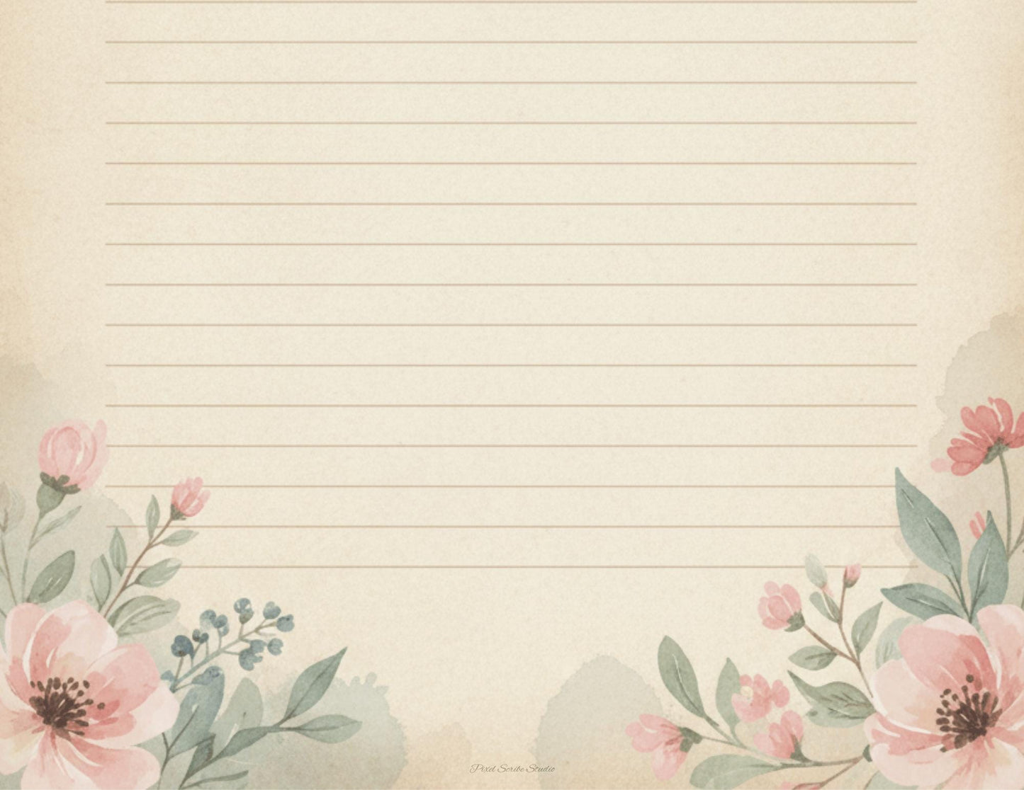 Whispering Garden Printable Journal Pages | 13 Floral Background Pages | Junk Journal Inserts | Planner Pages | Sage Rose Digital Kit
