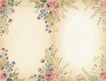 Whispering Garden Printable Journal Pages | 13 Floral Background Pages | Junk Journal Inserts | Planner Pages | Sage Rose Digital Kit