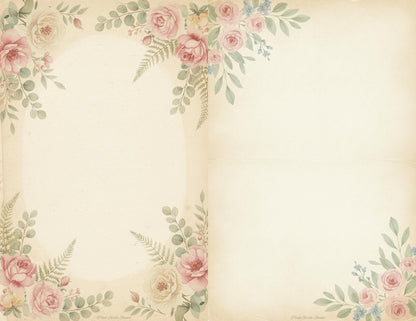 Whispering Garden Printable Journal Pages | 13 Floral Background Pages | Junk Journal Inserts | Planner Pages | Sage Rose Digital Kit