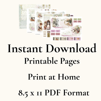 Seamstress’s Diary Folio Kit | 8 Page Printable Junk Journal Kit | Vintage Sewing Ephemera | Tags, Pockets Labels