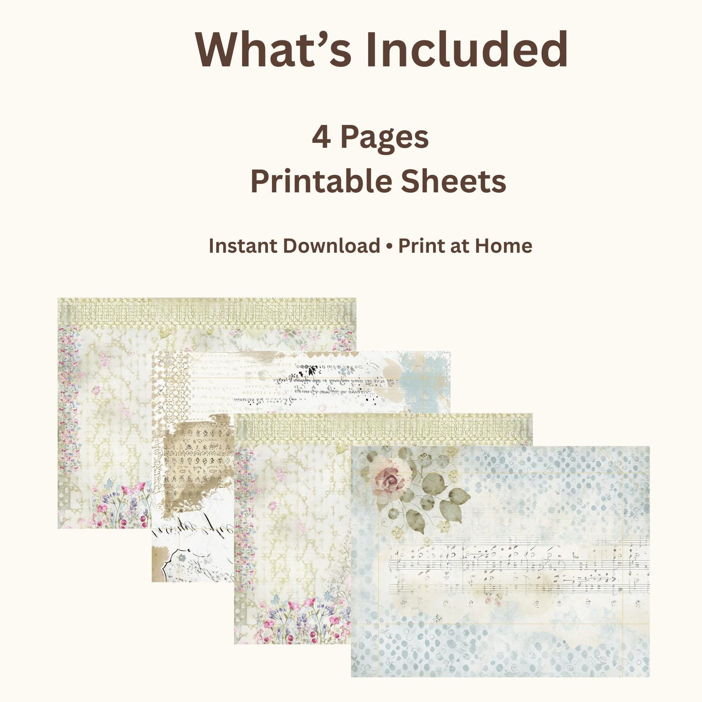 The Seamstress’s Diary Ephemera Envelope Templates | Sewing Junk Journal Kit | Printable Folio Pages | Instant Download | 4 Pages