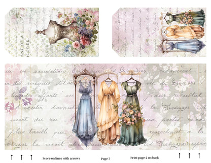 The Seamstress’s Diary Printable Junk Journal Kit | Vintage Sewing Ephemera Folio | 16 Page Digital Download | Tags Pockets Journal Pages