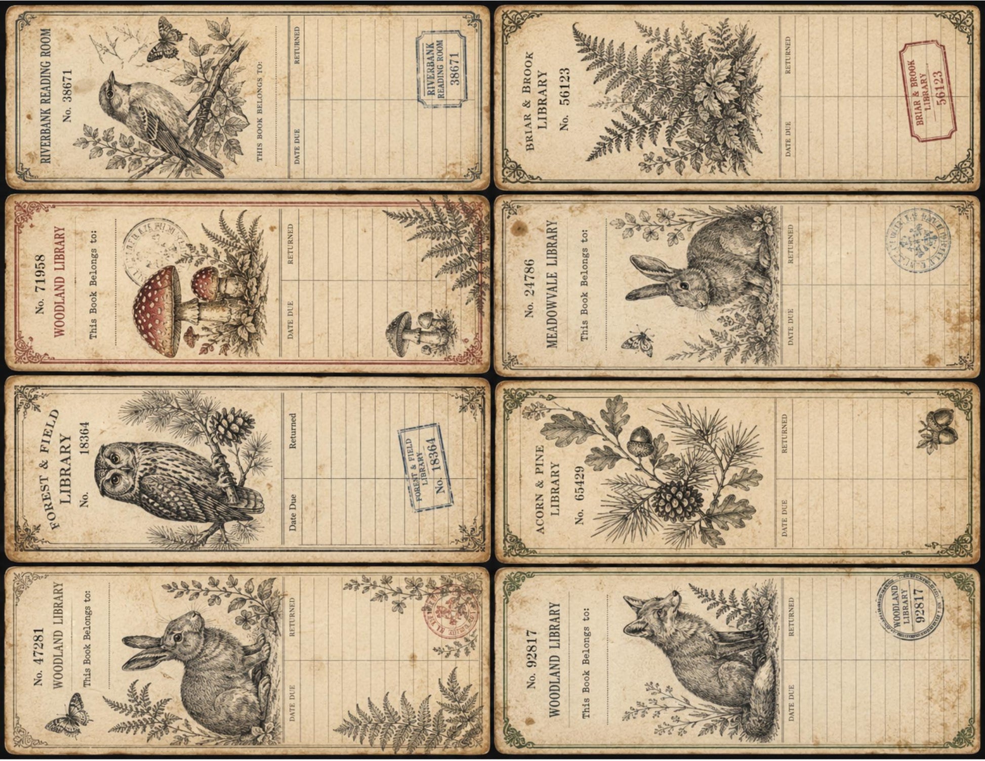 Victorian Archive Labels & Specimen Cards | Printable Natural History Ephemera | Junk Journal Printable Kit