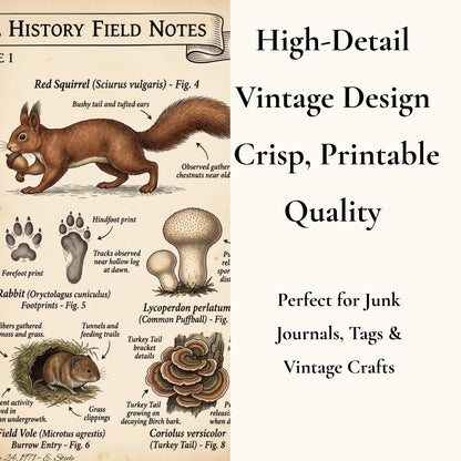 Autumn Woodland Natural History Field Notes Printable Journal Kit | 1971 Vol. I Vintage Woodland Pages