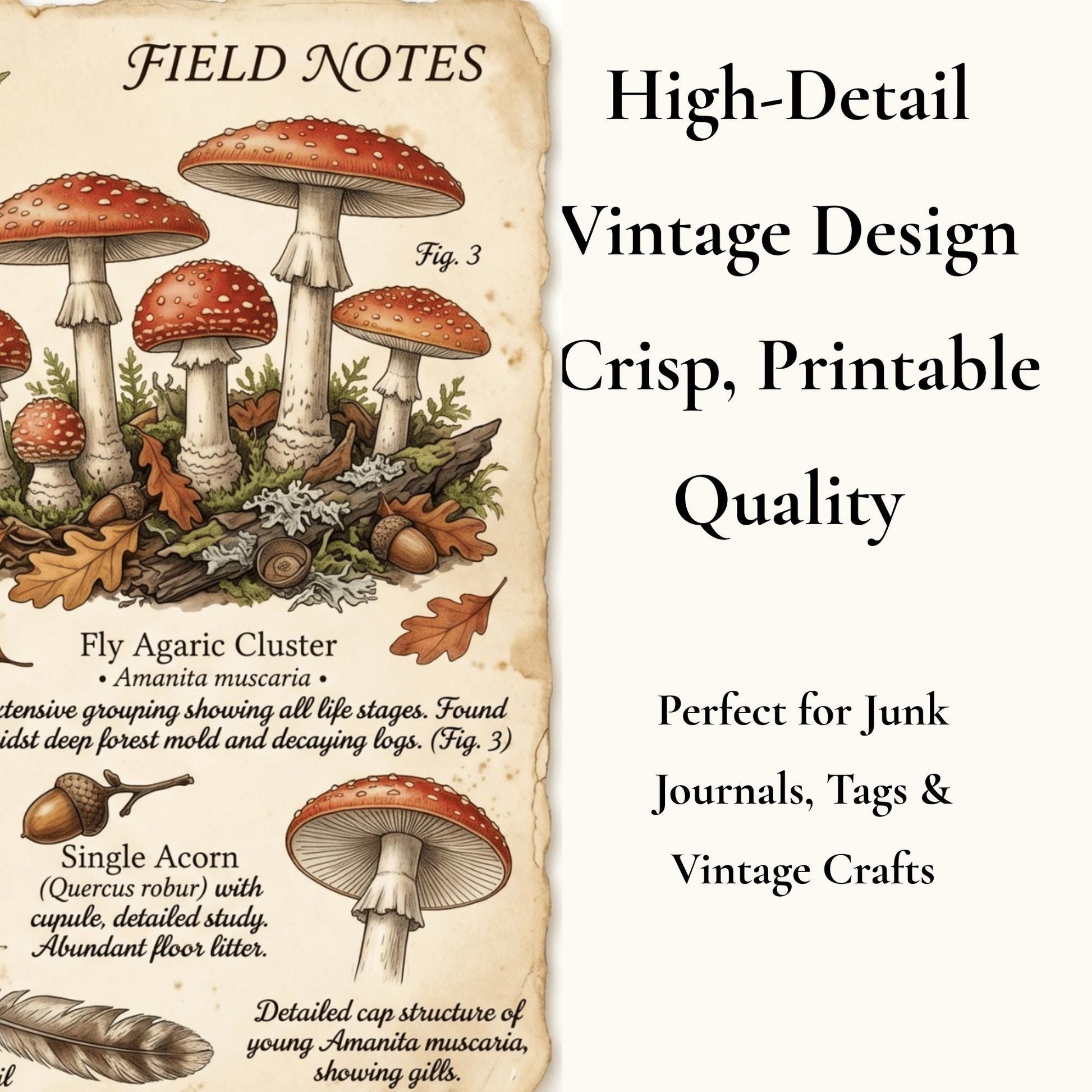 Hedgerow Field Notes Vol 2 Printable Junk Journal Kit, Woodland Nature Pages, Vintage Naturalist Ephemera, Forest Journal Pages