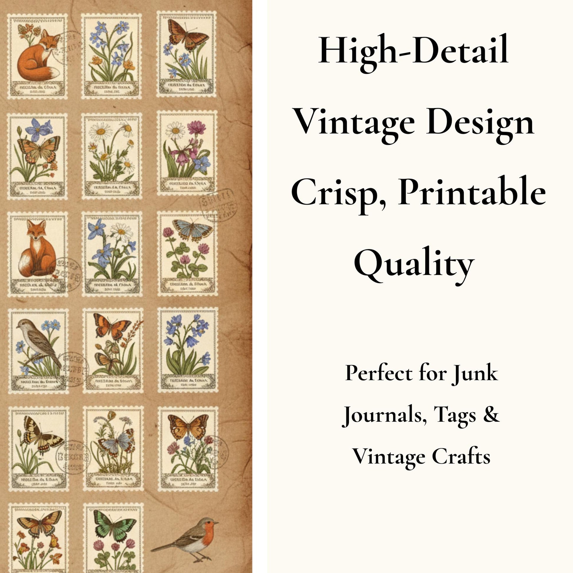 Woodland Wonders Printable Kit | Vintage Forest Journal Ephemera | Bookmarks Cards Tickets Tags