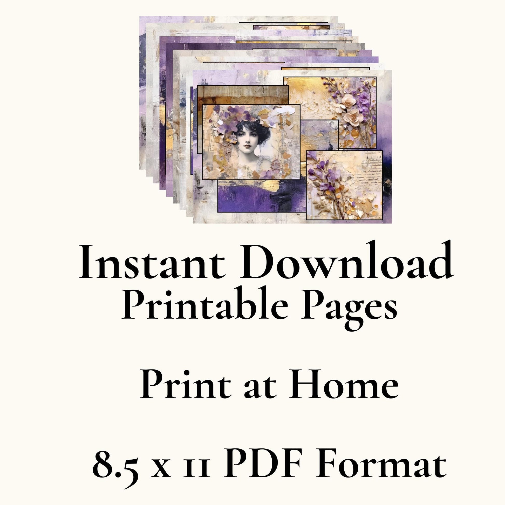 Purple Peace of God Journal Pages | Faith-Based Junk Journal Kit, Christian Printable Pages, Lavender Floral Devotional Papers