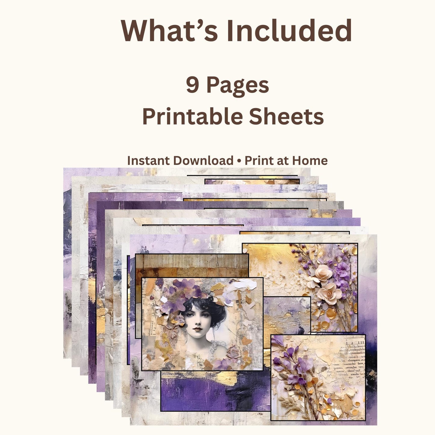 Purple Peace of God Journal Pages | Faith-Based Junk Journal Kit, Christian Printable Pages, Lavender Floral Devotional Papers