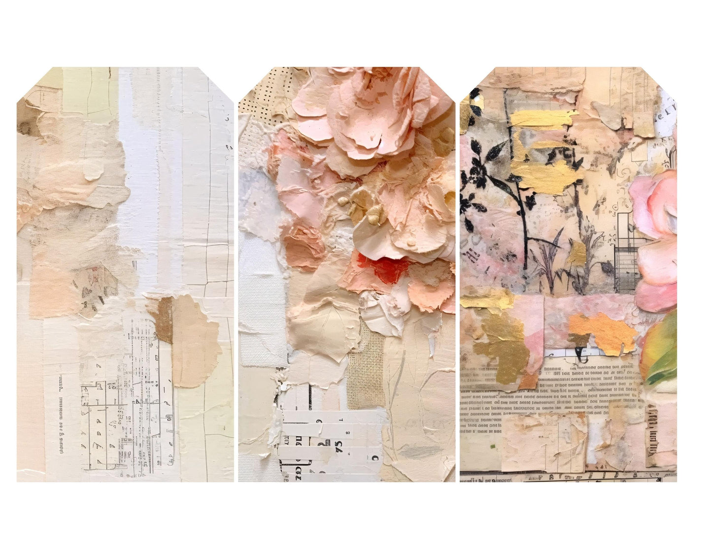 Whispering Garden – The Quiet Collection | Peach Floral Junk Journal Kit, Soft Botanical Ephemera & Printable Collage Papers