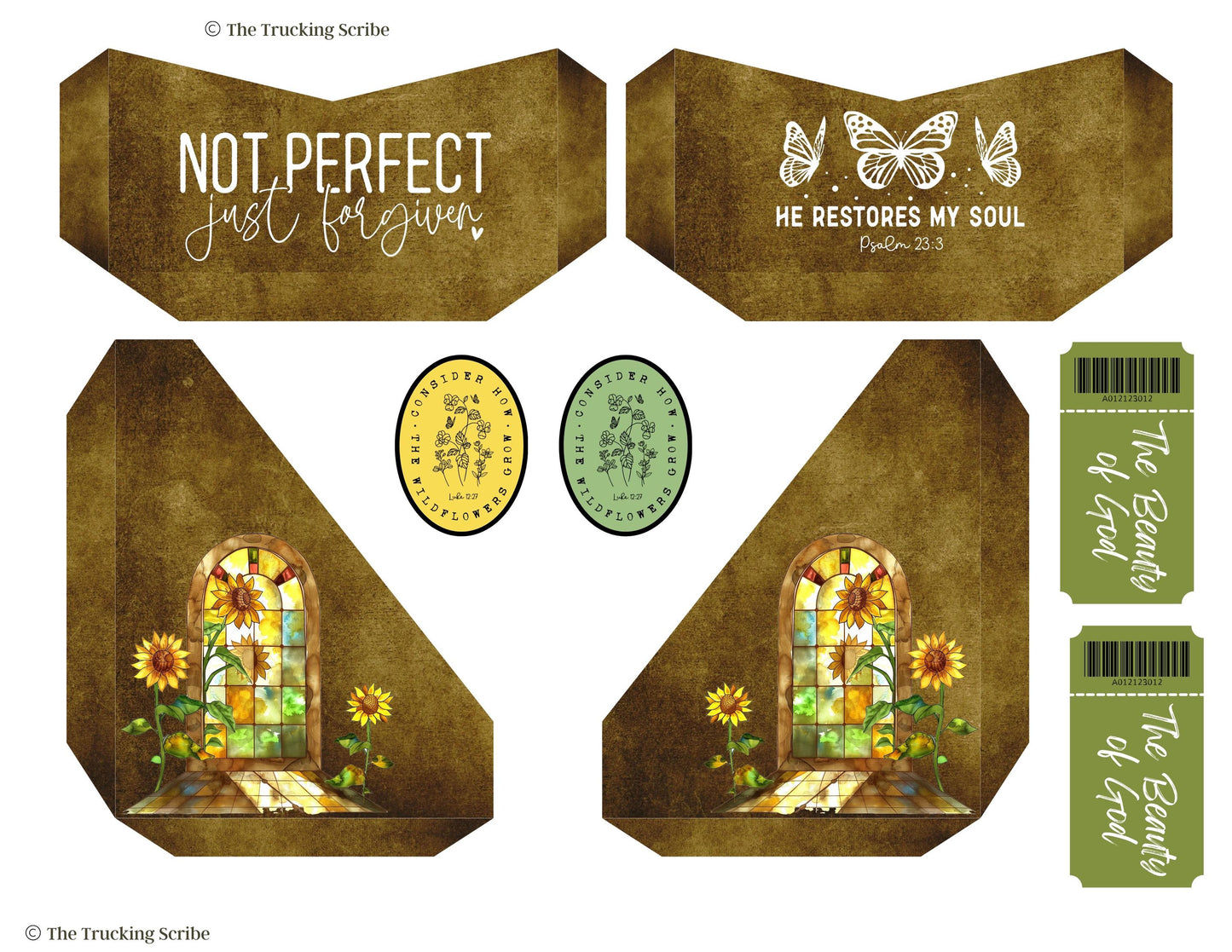 Botanical Field Notes – The Beauty of God Sunflower Folio Set | 8 Printable Journal Pages